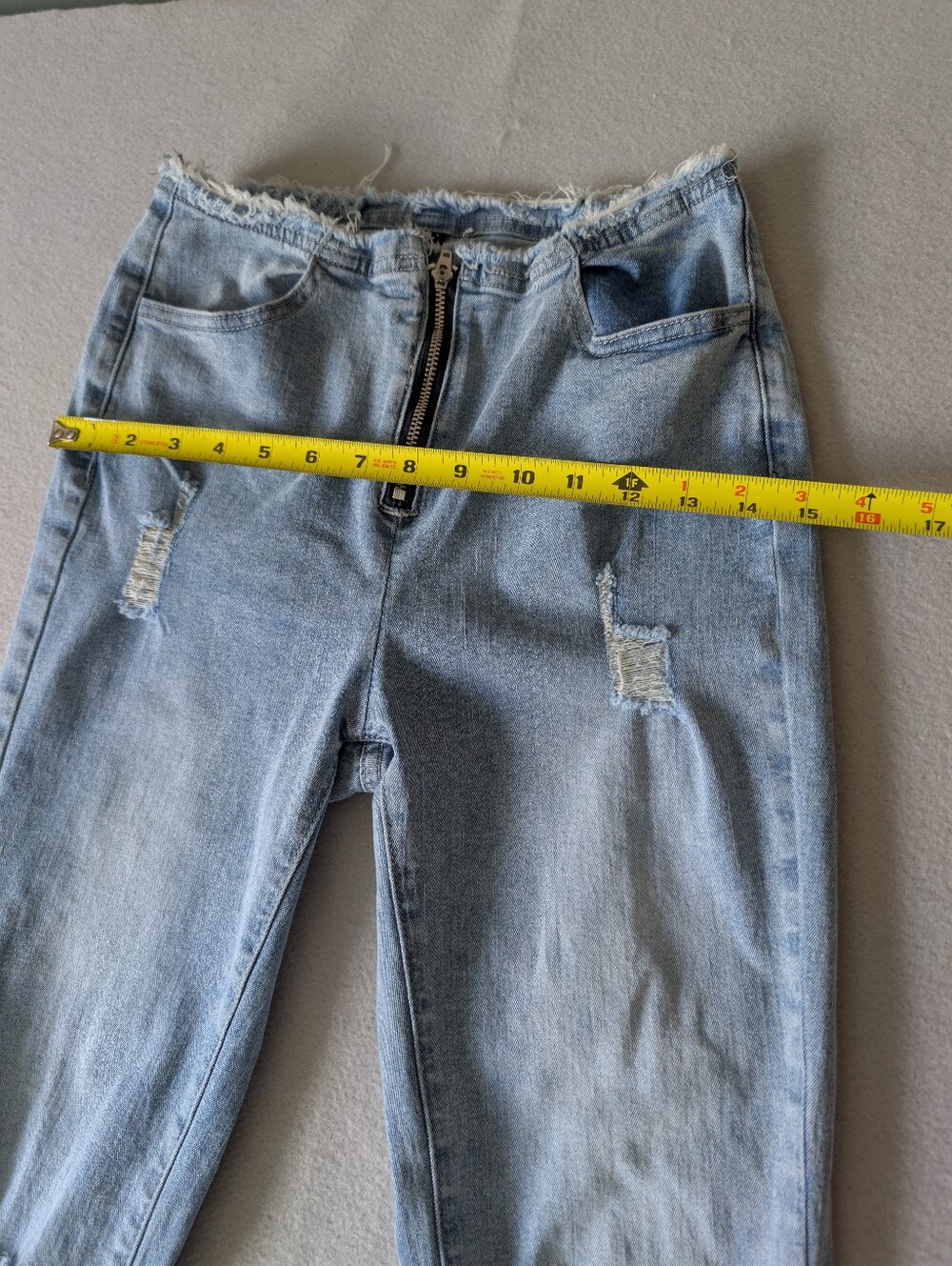 Y2K Style Raw Cut Distressed Light Wash Flare Jeans High Waist Size Small image 7